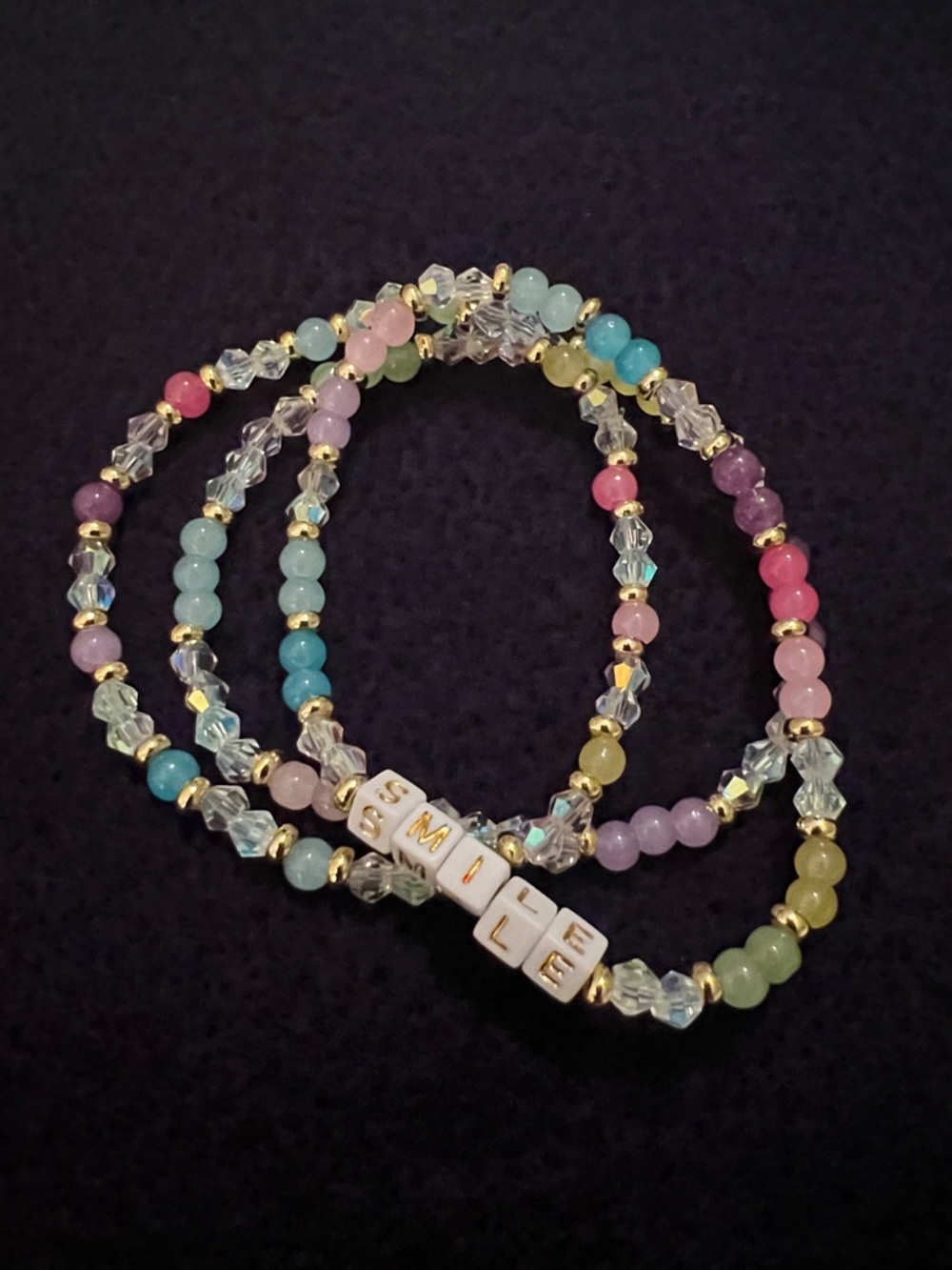 SMILE Pastel Beaded Stretch Bracelet Set - Multicolor
